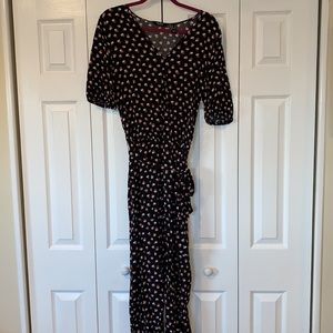 Du Jour Black Printed Short Sleeve Pant Jumpsuit Sz 8.